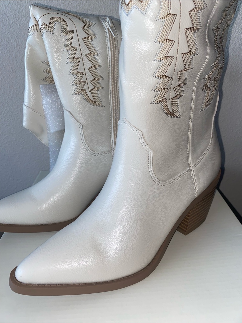 Sun + Stone Western Knee-High Boots with Stacked Heel